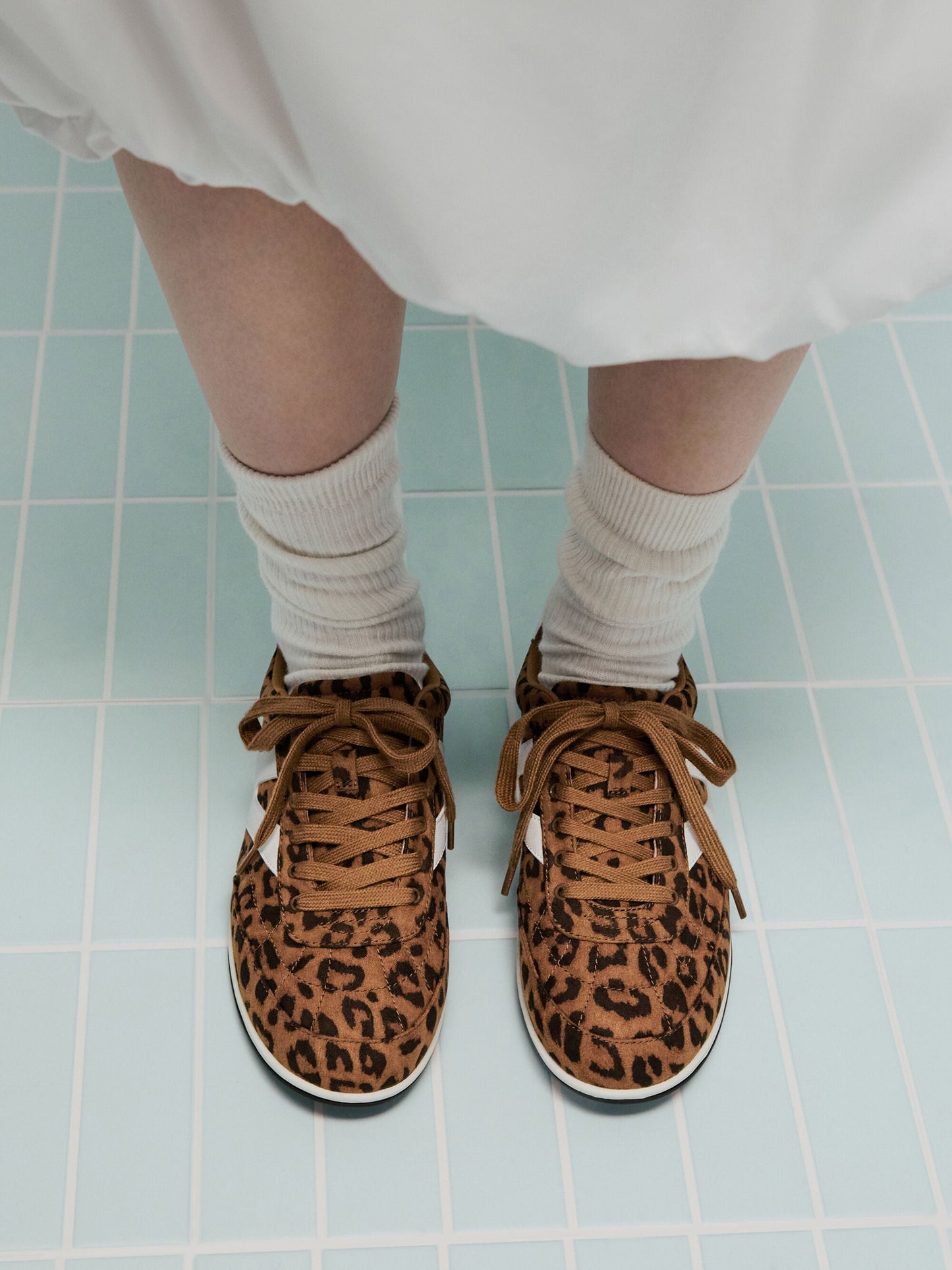 Faux Suede Leopard-Print Low-Top Sneakers - Animal Print Brown | CHARLES & KEITH