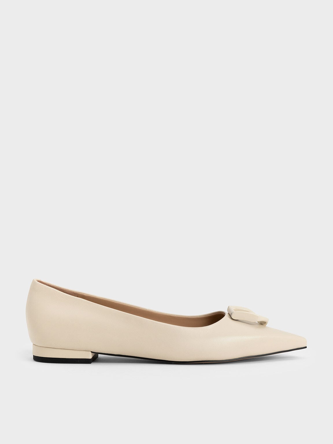 Gabine Leather Ballerinas - Chalk | CHARLES & KEITH