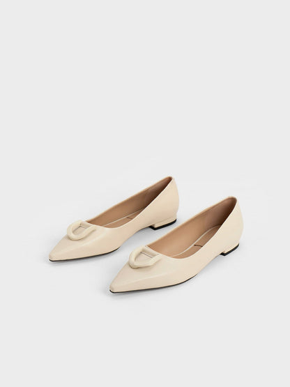 Gabine Leather Ballerinas - Chalk | CHARLES & KEITH