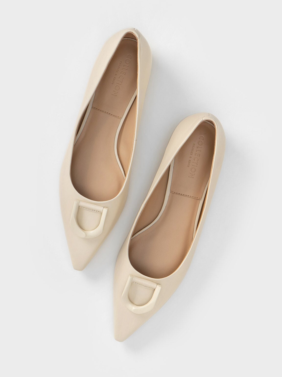 Gabine Leather Ballerinas - Chalk | CHARLES & KEITH