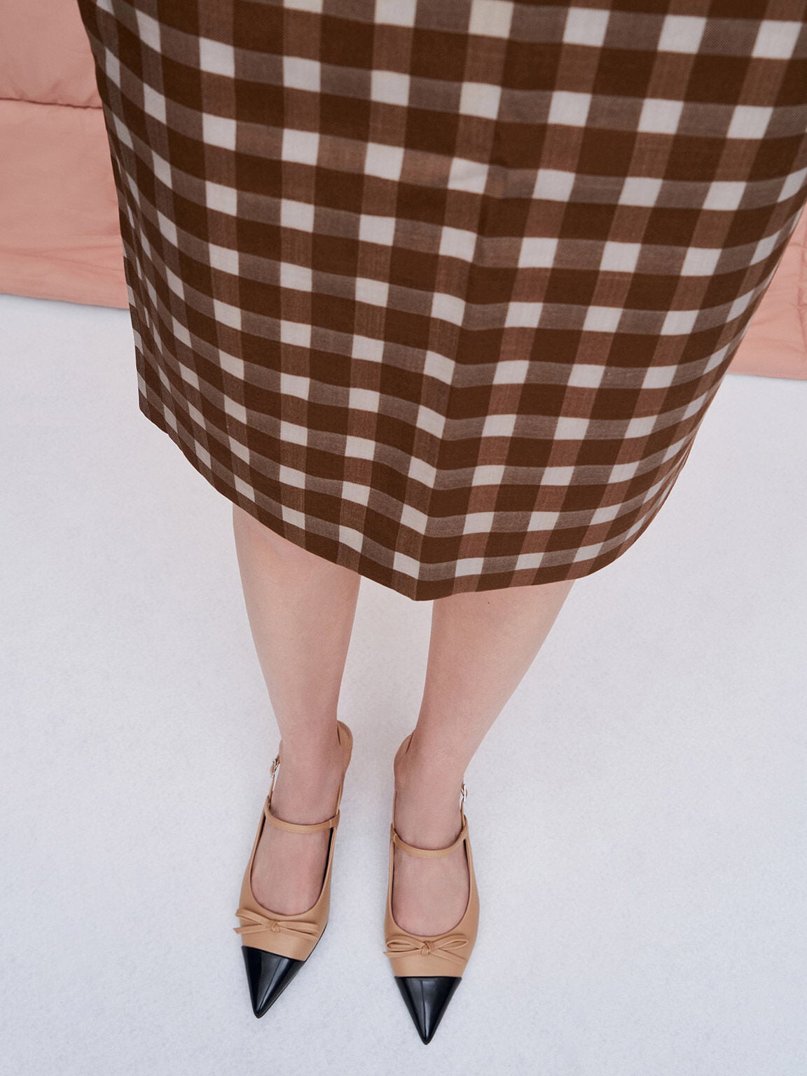 Cap-Toe Slingback Kitten Heels - Nude | CHARLES & KEITH