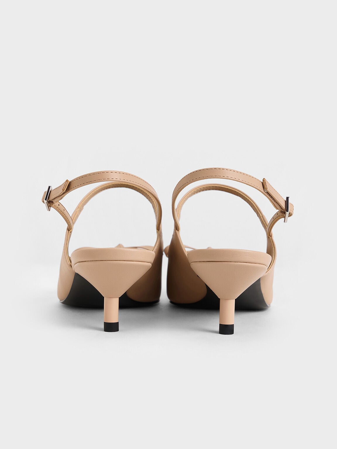 Cap-Toe Slingback Kitten Heels - Nude | CHARLES & KEITH