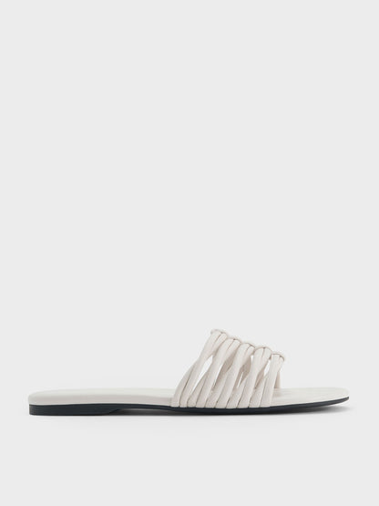 Woven Slide Sandals - White | CHARLES & KEITH