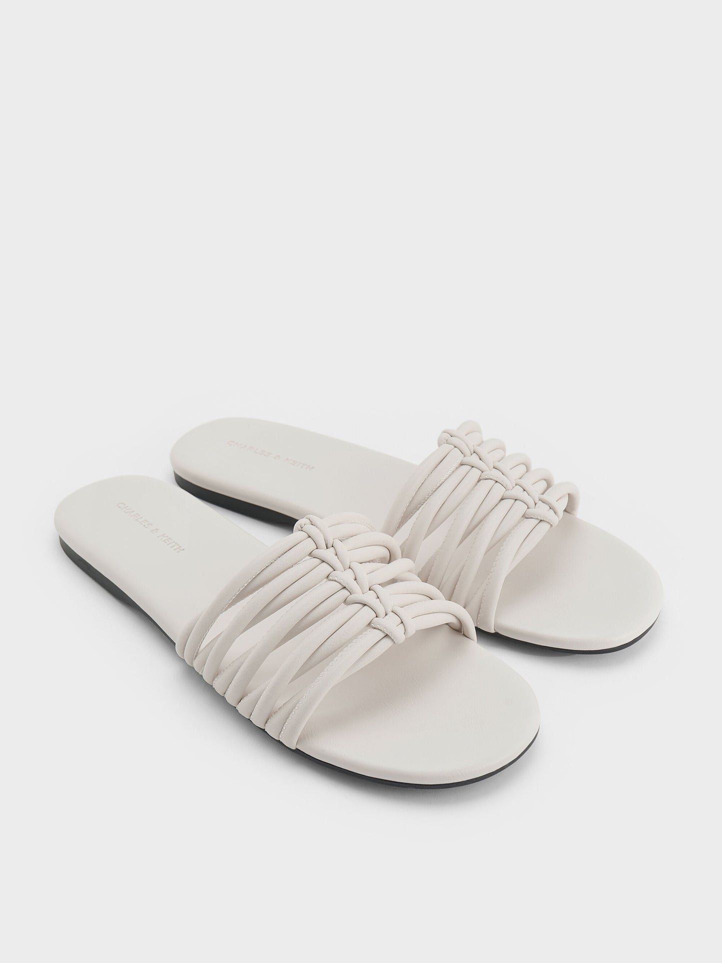 Woven Slide Sandals - White | CHARLES & KEITH