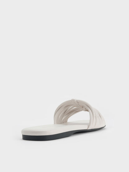 Woven Slide Sandals - White | CHARLES & KEITH