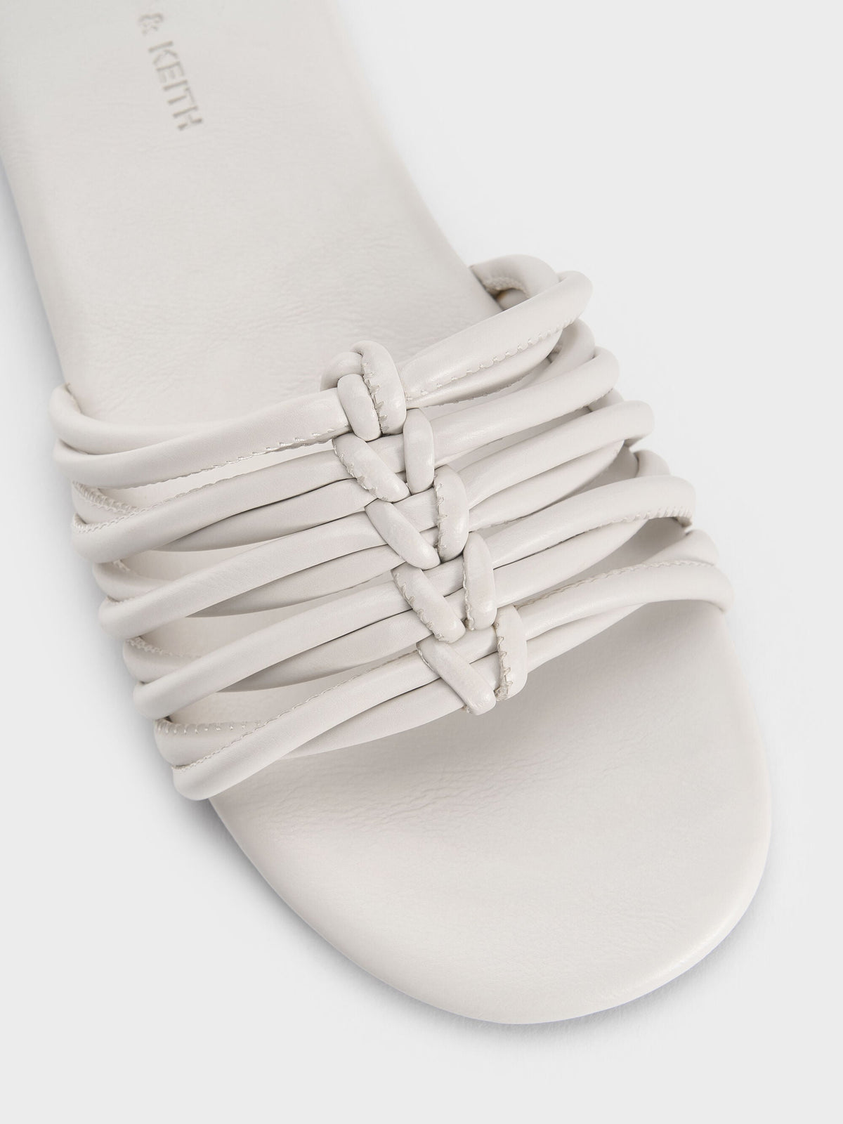 Woven Slide Sandals - White | CHARLES & KEITH