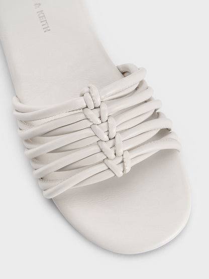 Woven Slide Sandals - White | CHARLES & KEITH