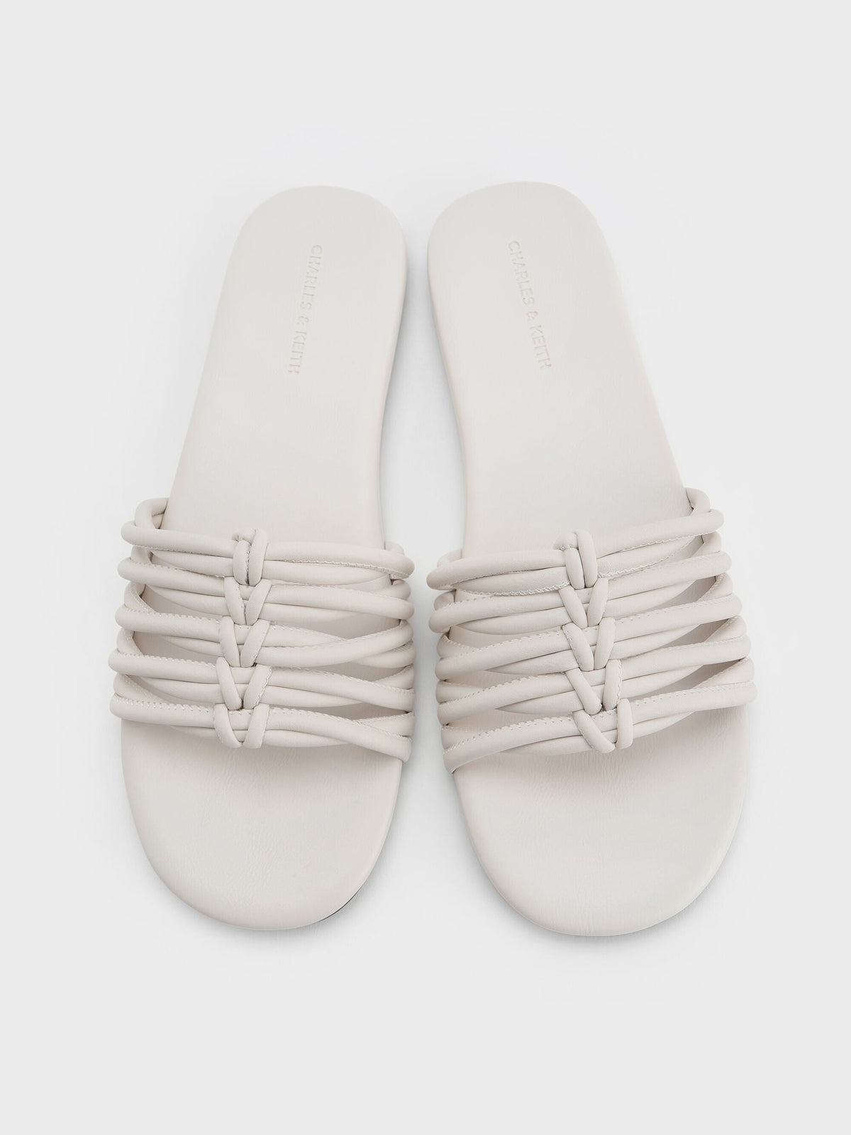 Woven Slide Sandals - White | CHARLES & KEITH