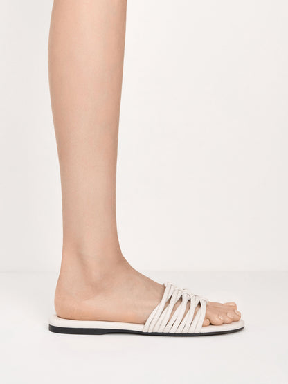 Woven Slide Sandals - White | CHARLES & KEITH