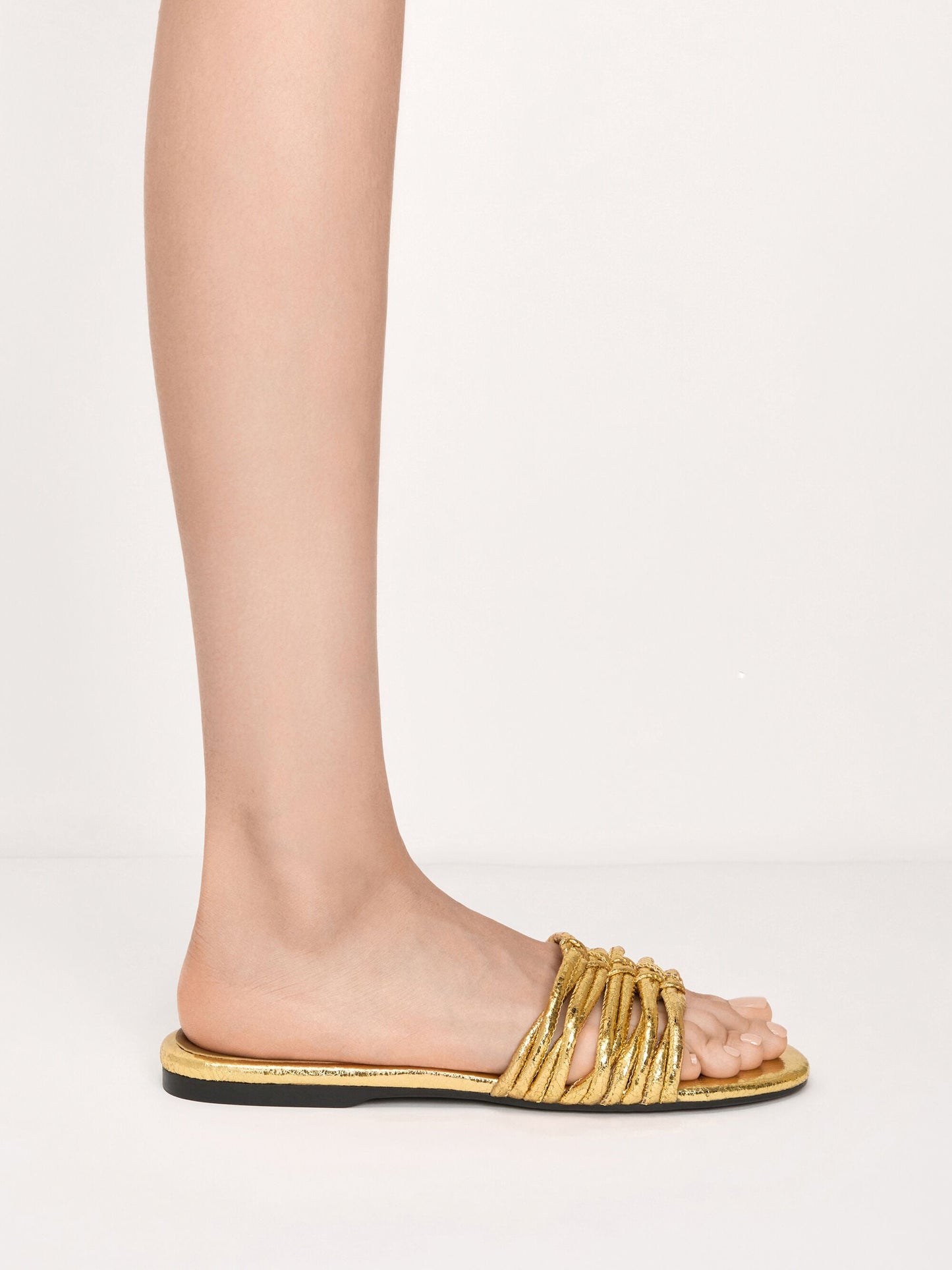 Metallic Woven Slide Sandals - Gold | CHARLES & KEITH
