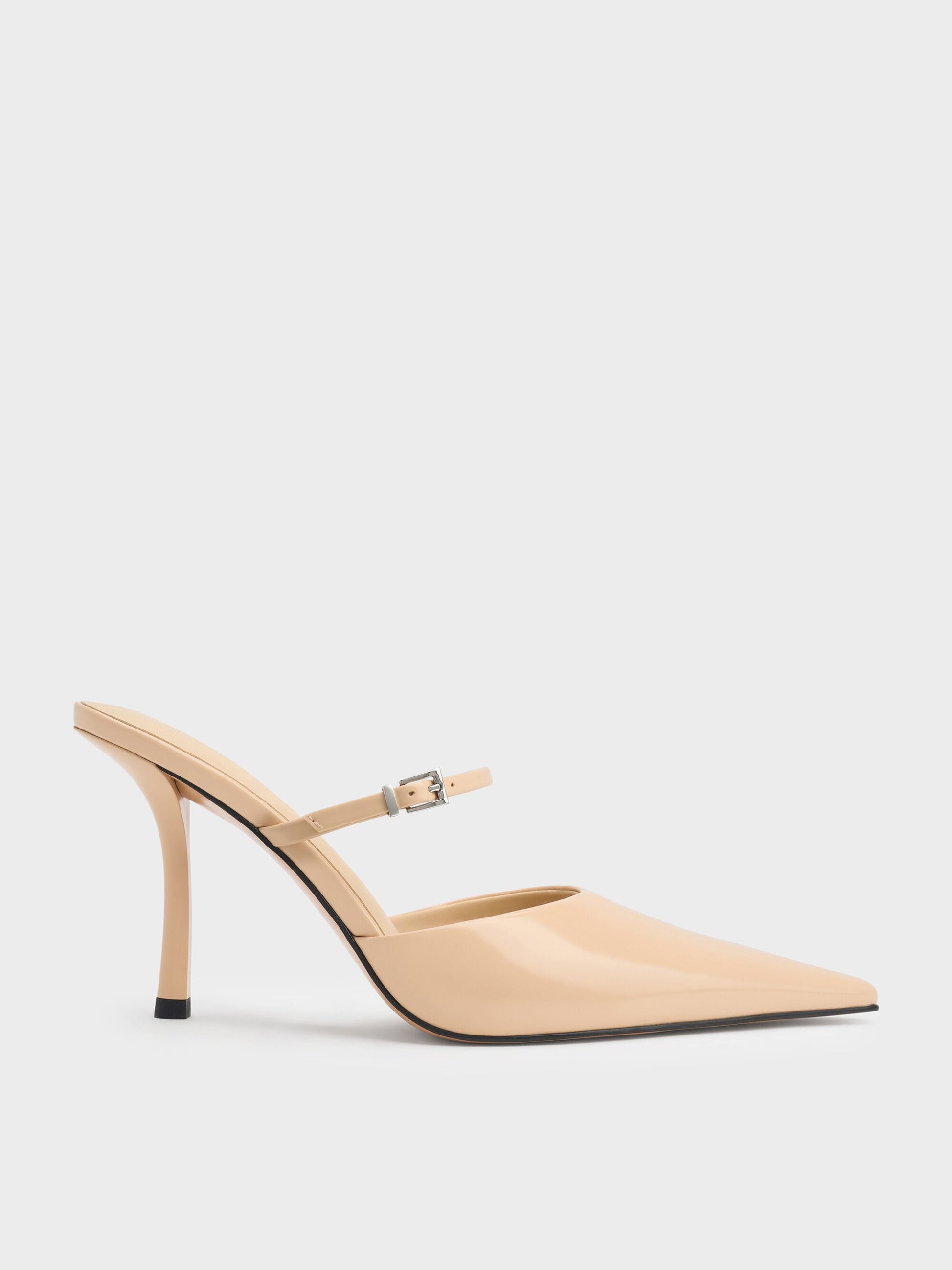 Tapered Square-Toe Heeled Mules - Sand | CHARLES & KEITH