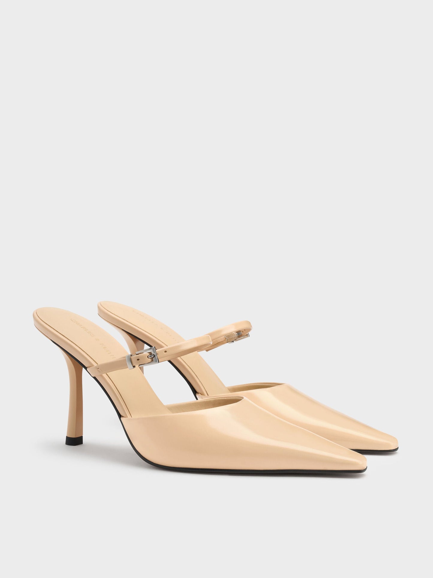 Tapered Square-Toe Heeled Mules - Sand | CHARLES & KEITH