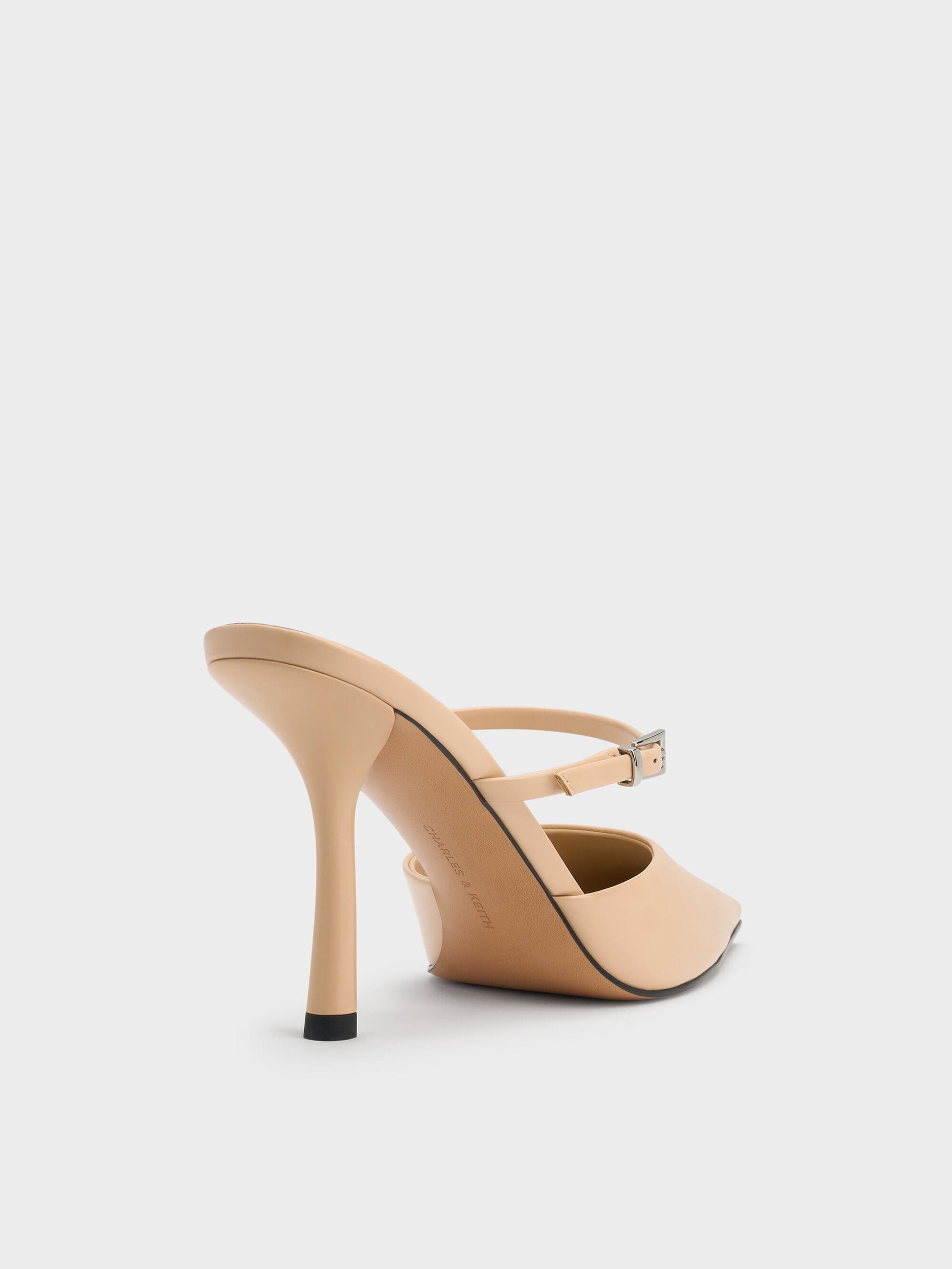 Tapered Square-Toe Heeled Mules - Sand | CHARLES & KEITH