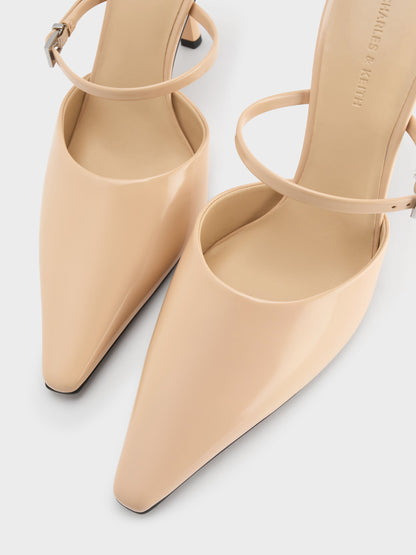 Tapered Square-Toe Heeled Mules - Sand | CHARLES & KEITH