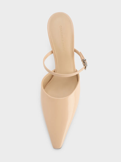 Tapered Square-Toe Heeled Mules - Sand | CHARLES & KEITH