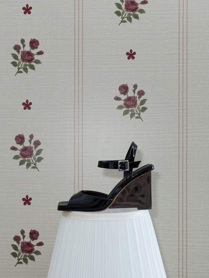 Patent Translucent-Heel Wedges - Black Patent | CHARLES & KEITH
