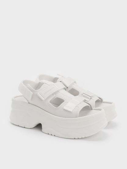 Flatform Sports Sandals - White | CHARLES & KEITH