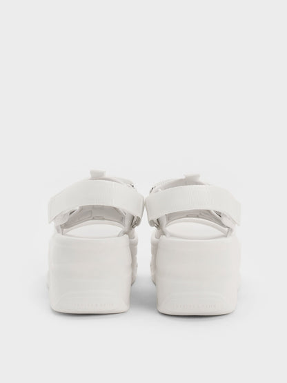 Flatform Sports Sandals - White | CHARLES & KEITH