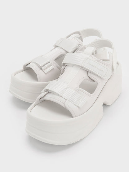 Flatform Sports Sandals - White | CHARLES & KEITH