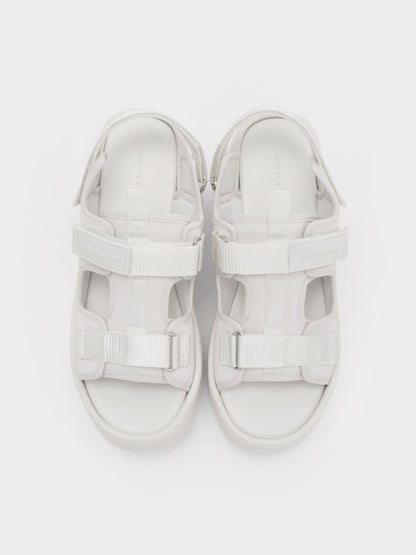 Flatform Sports Sandals - White | CHARLES & KEITH