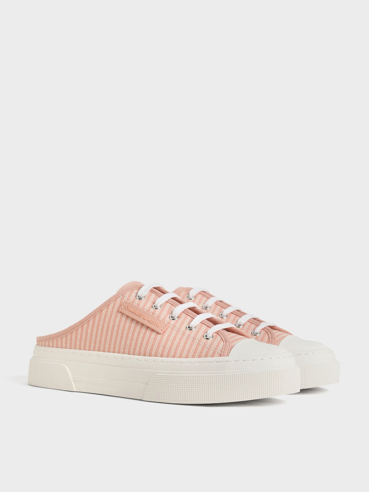 Kay Striped Slip-On Sneakers - Pink | CHARLES & KEITH