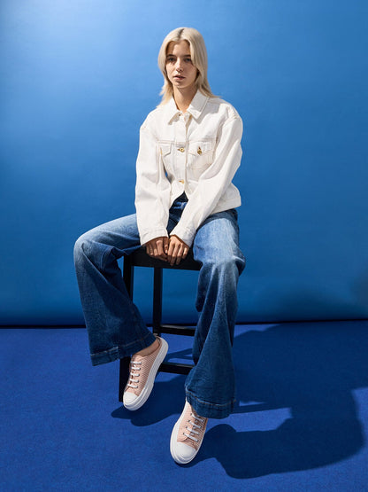 Kay Striped Slip-On Sneakers - Pink | CHARLES & KEITH