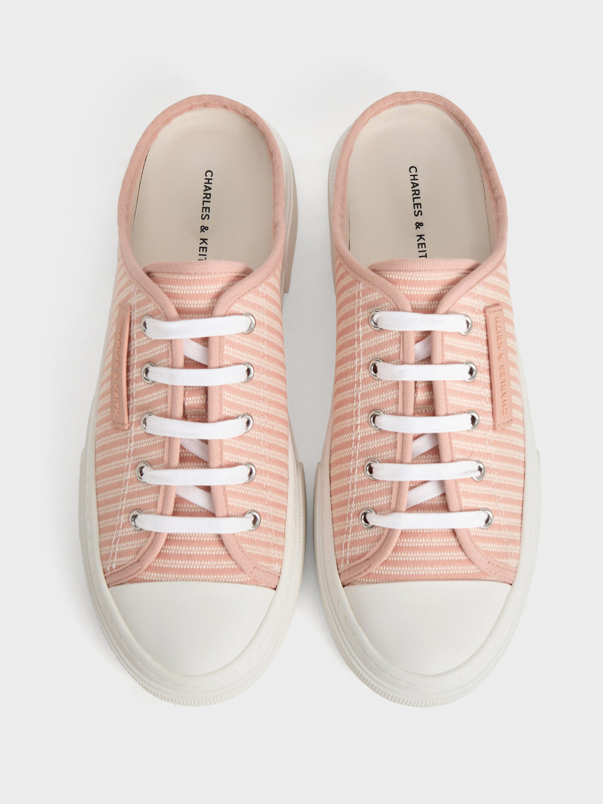 Kay Striped Slip-On Sneakers - Pink | CHARLES & KEITH
