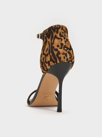 Kyra Calf Hair Leopard-Print Stiletto Sandals - Animal Print Brown | CHARLES & KEITH