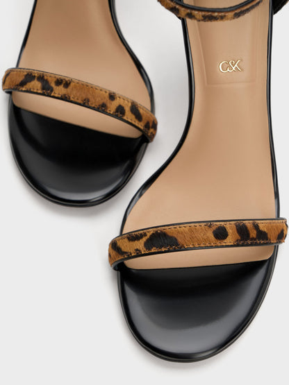 Kyra Calf Hair Leopard-Print Stiletto Sandals - Animal Print Brown | CHARLES & KEITH