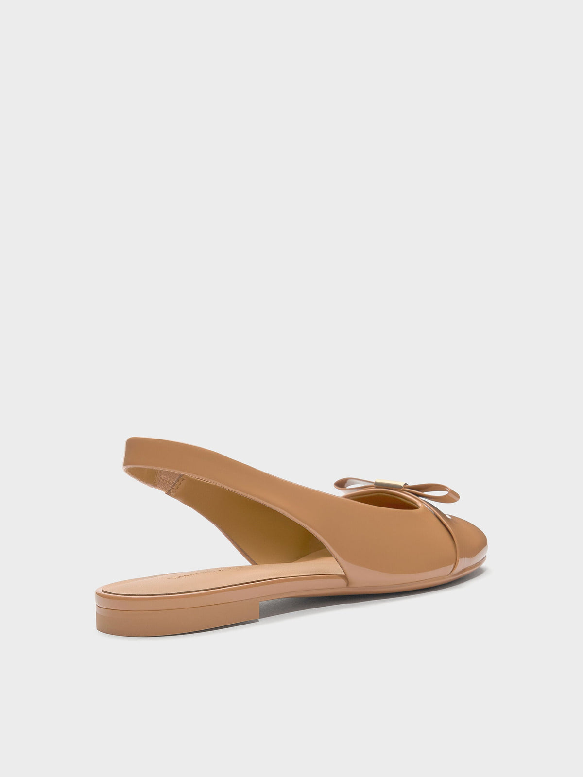 Dorian Patent Bow Slingback Flats - Caramel | CHARLES & KEITH