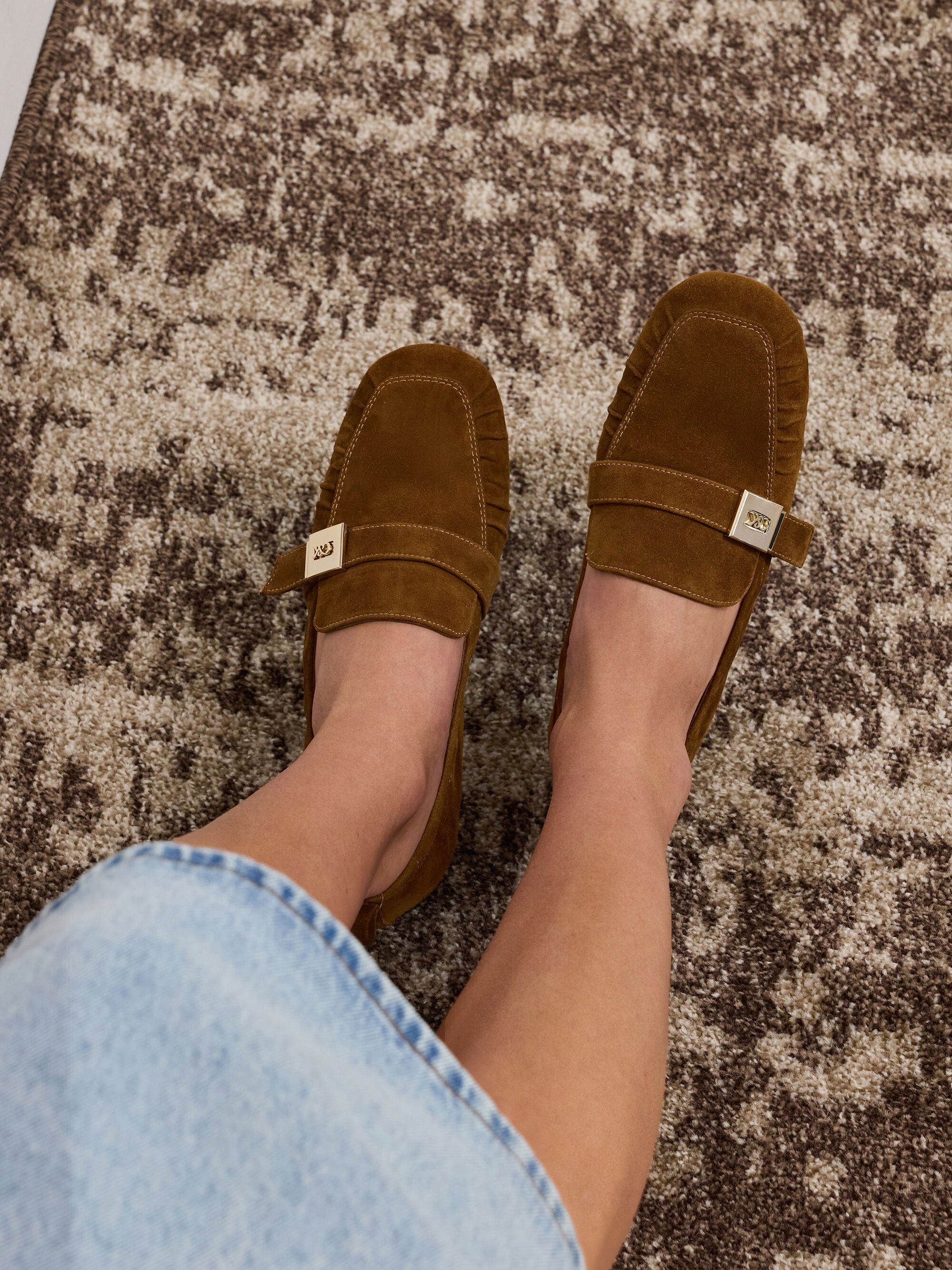 Cody Suede Ruched Loafers - Brown | CHARLES & KEITH