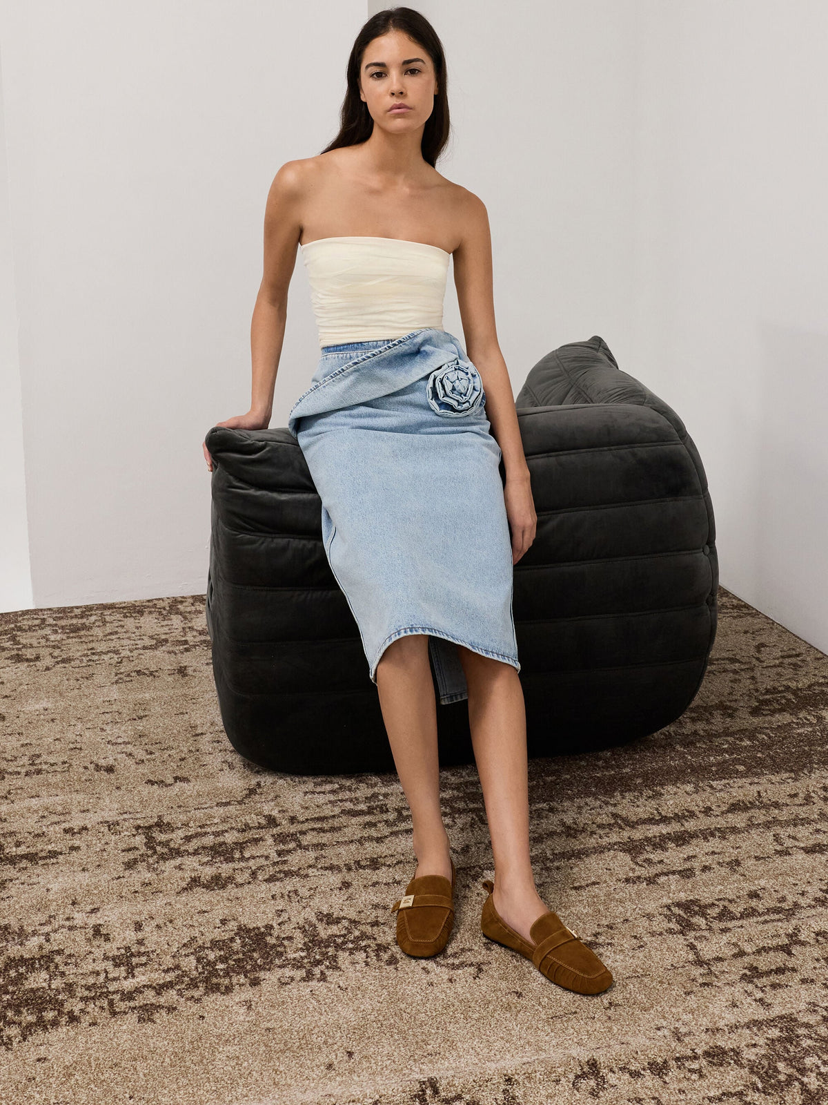 Cody Suede Ruched Loafers - Brown | CHARLES & KEITH