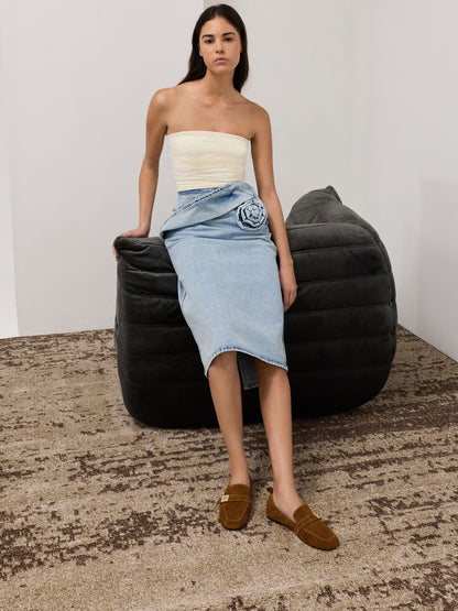 Cody Suede Ruched Loafers - Brown | CHARLES & KEITH
