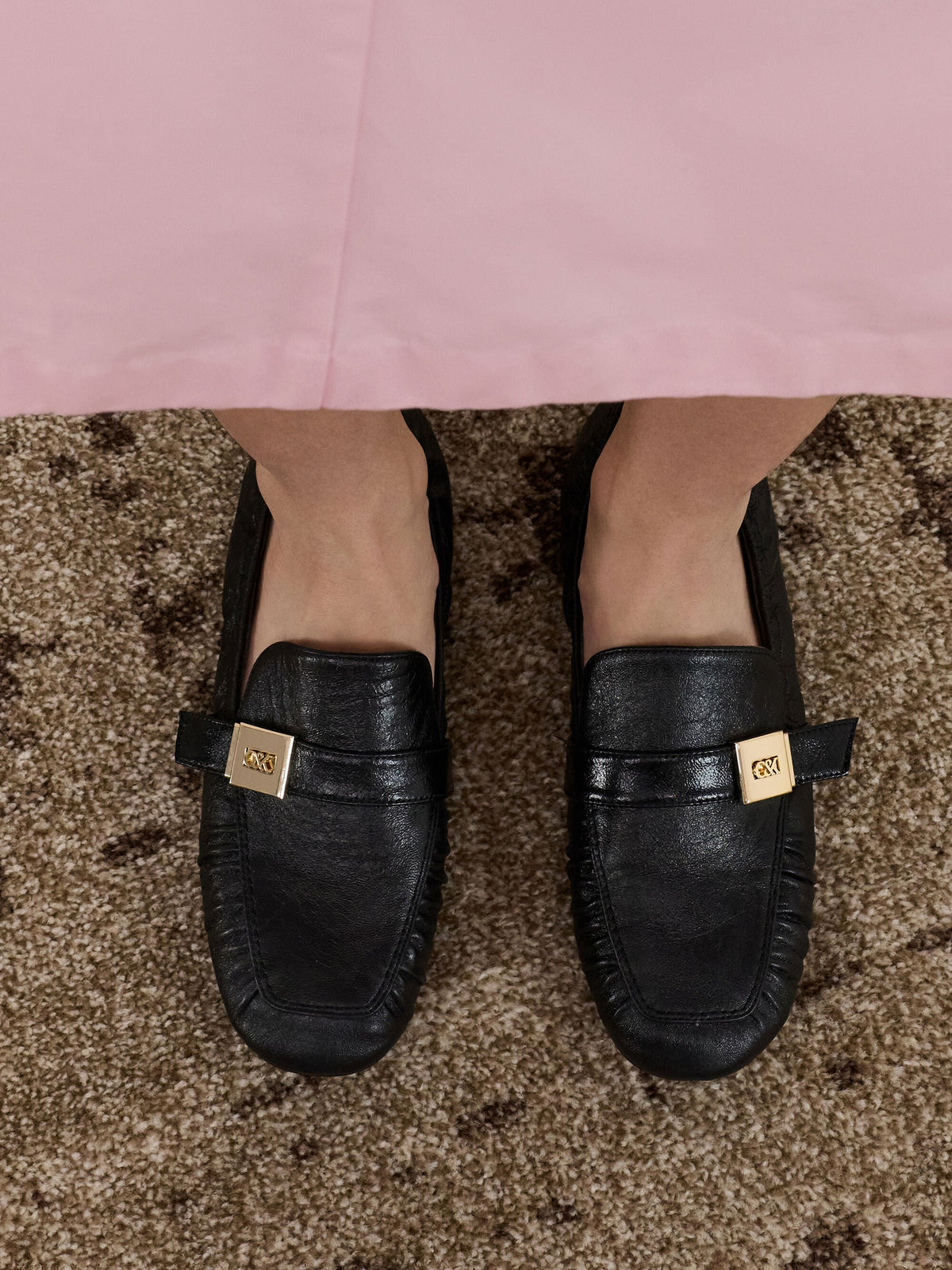 Cody Leather Ruched Loafers - Black | CHARLES & KEITH