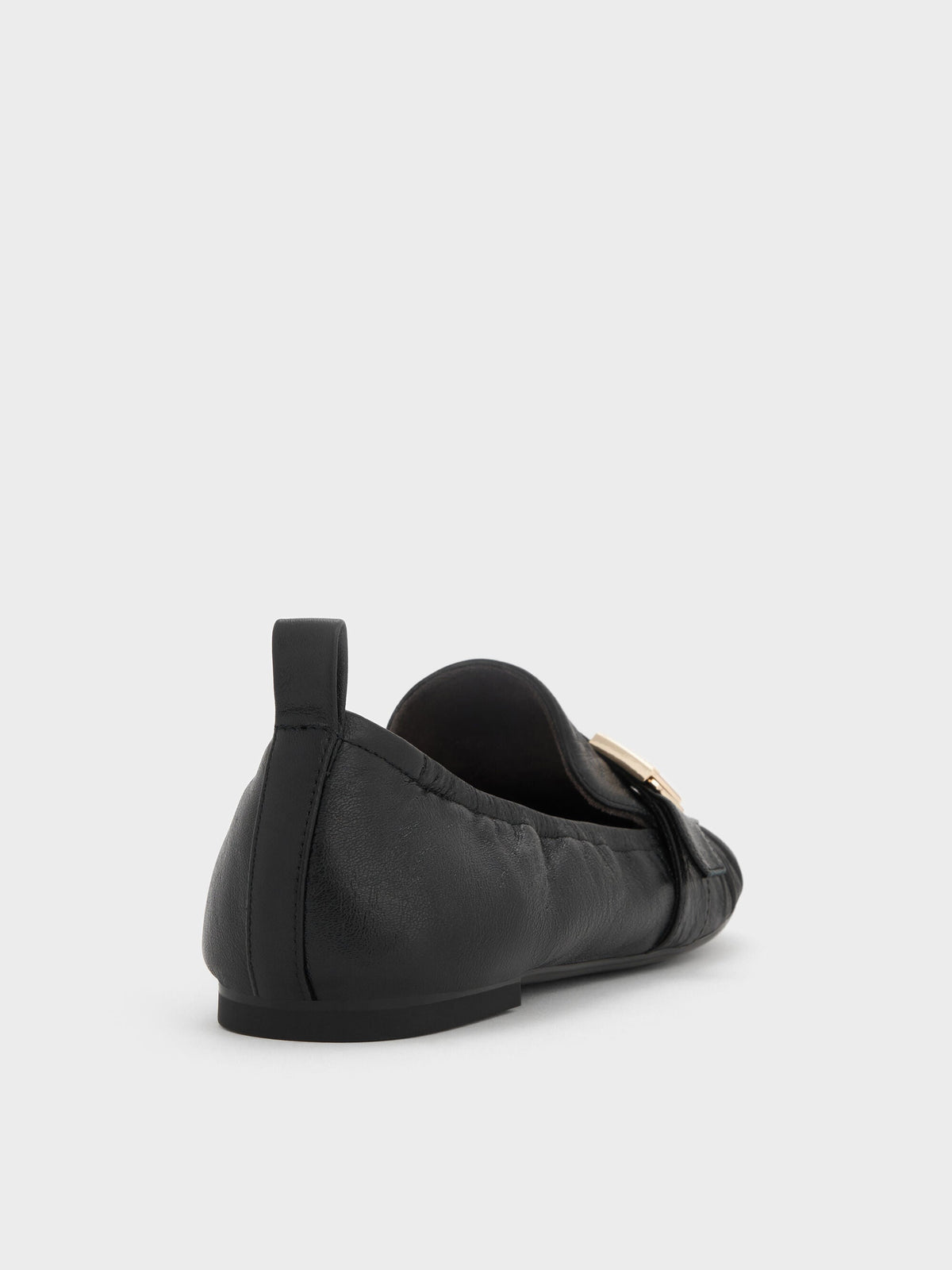 Cody Leather Ruched Loafers - Black | CHARLES & KEITH