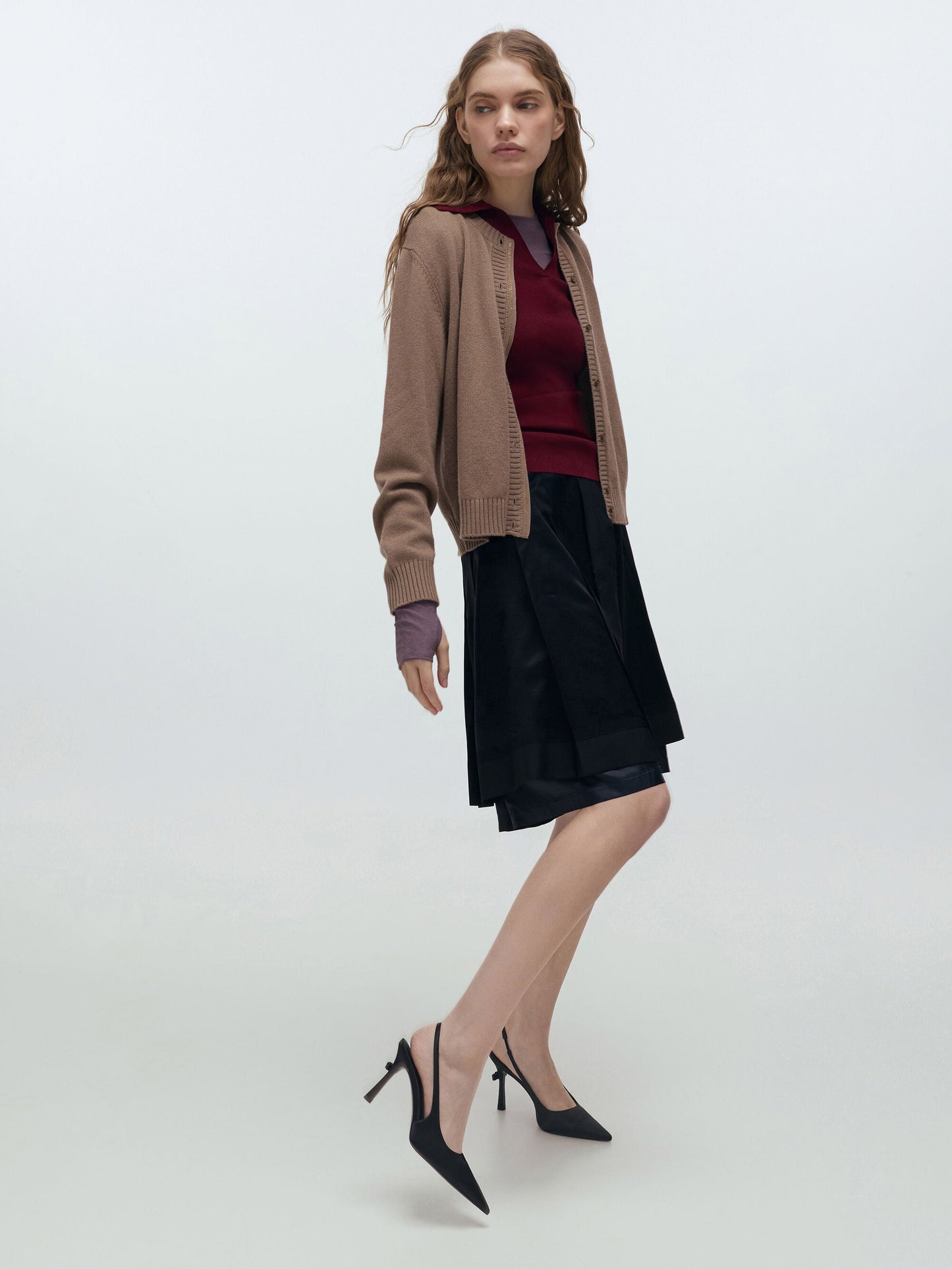 Brantley Bow Slingback Pumps - Black Textured | CHARLES & KEITH