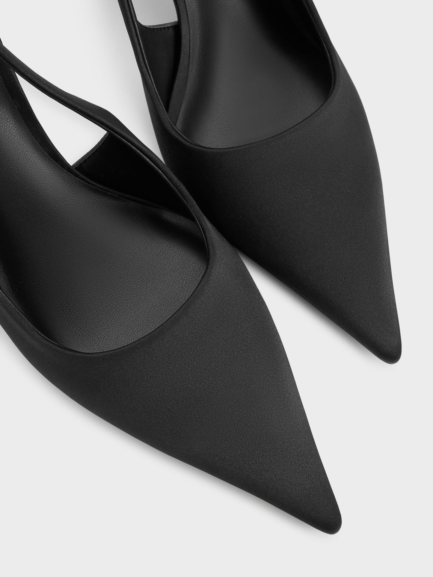 Brantley Bow Slingback Pumps - Black Textured | CHARLES & KEITH