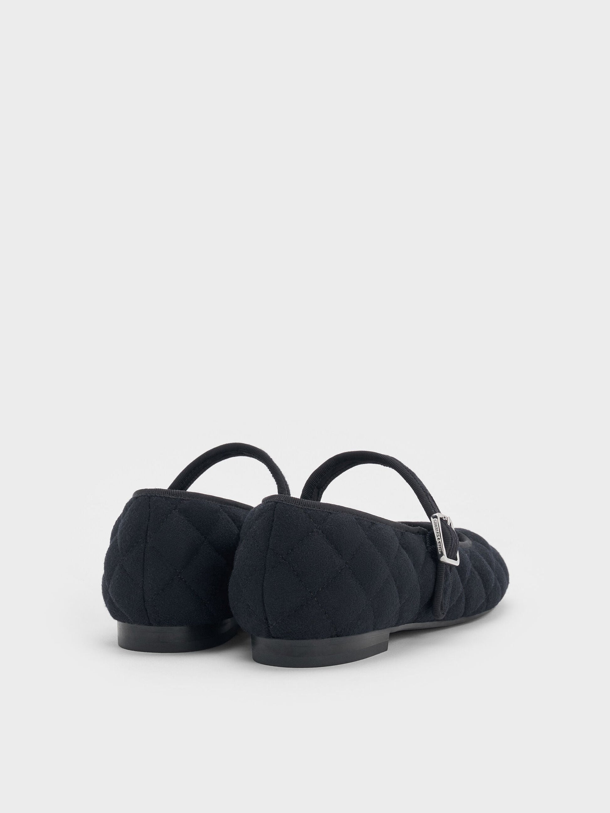 Carmel Felt Quilted Mary Jane Flats - Dark Blue | CHARLES & KEITH