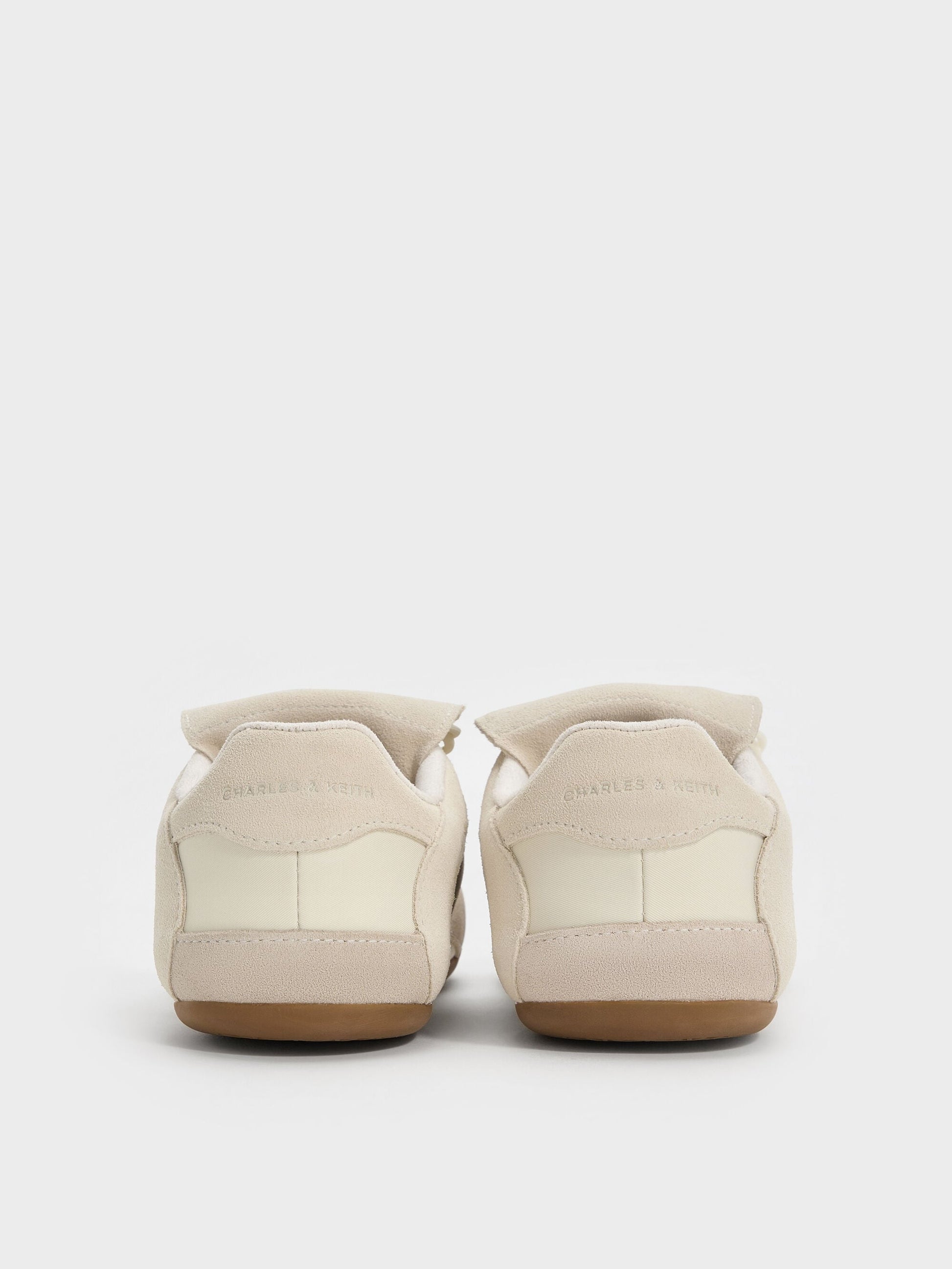 Nylon & Suede Top-Flap Sneakers - Chalk | CHARLES & KEITH