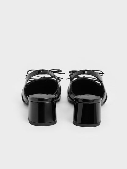 Dorri Double-Bow Slingback Pumps - Black Patent | CHARLES & KEITH