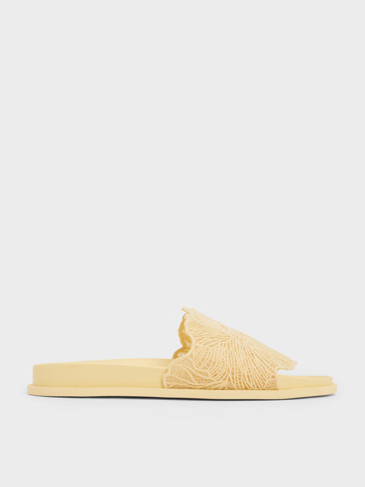 Meja Floral Slide Sandals - Yellow | CHARLES & KEITH