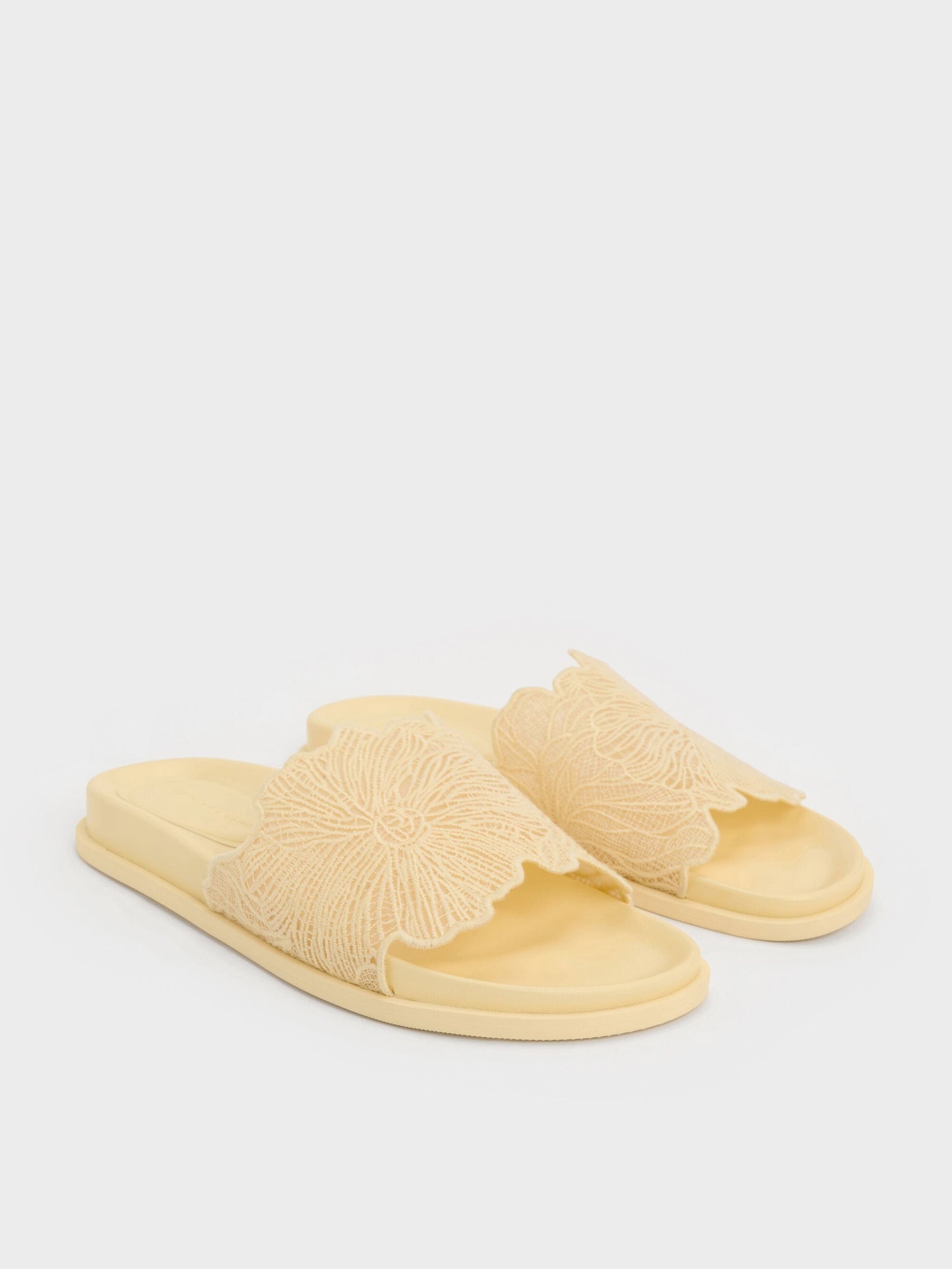 Meja Floral Slide Sandals - Yellow | CHARLES & KEITH