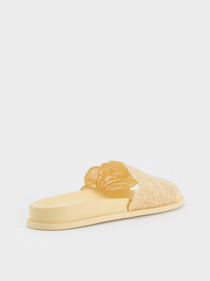 Meja Floral Slide Sandals - Yellow | CHARLES & KEITH