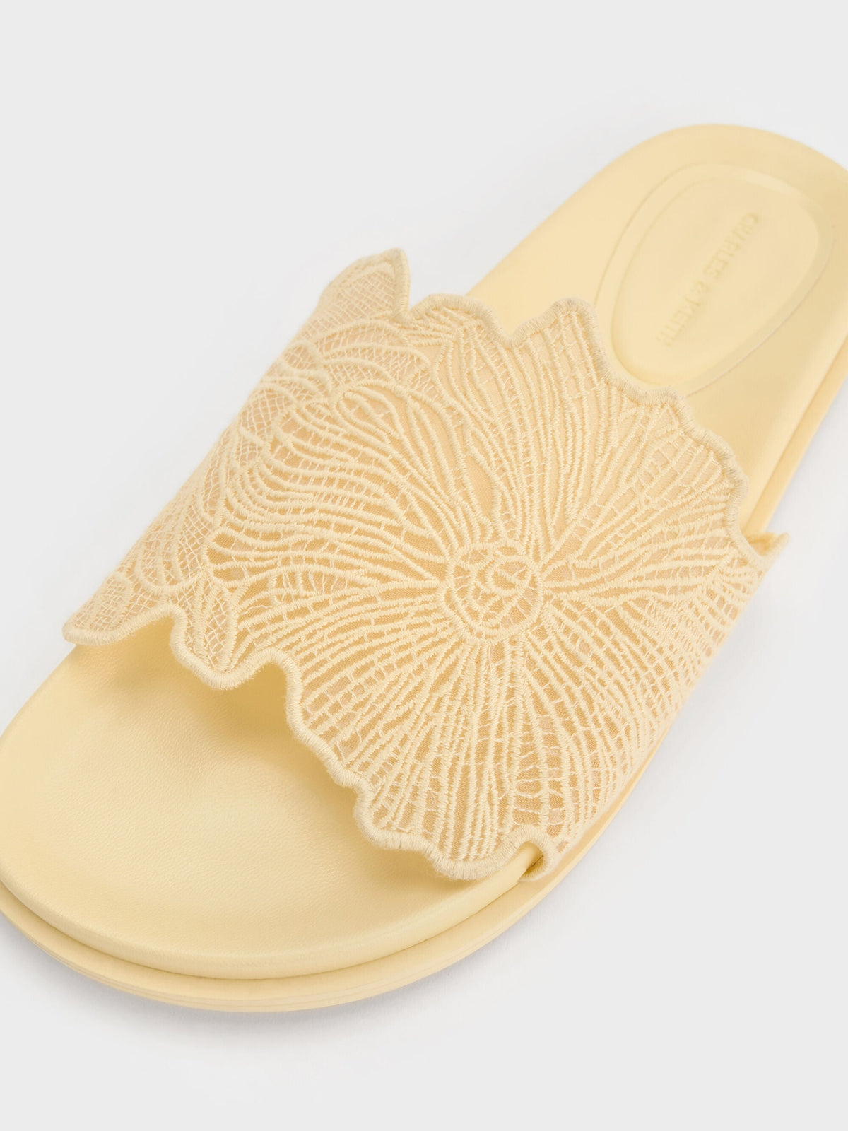 Meja Floral Slide Sandals - Yellow | CHARLES & KEITH