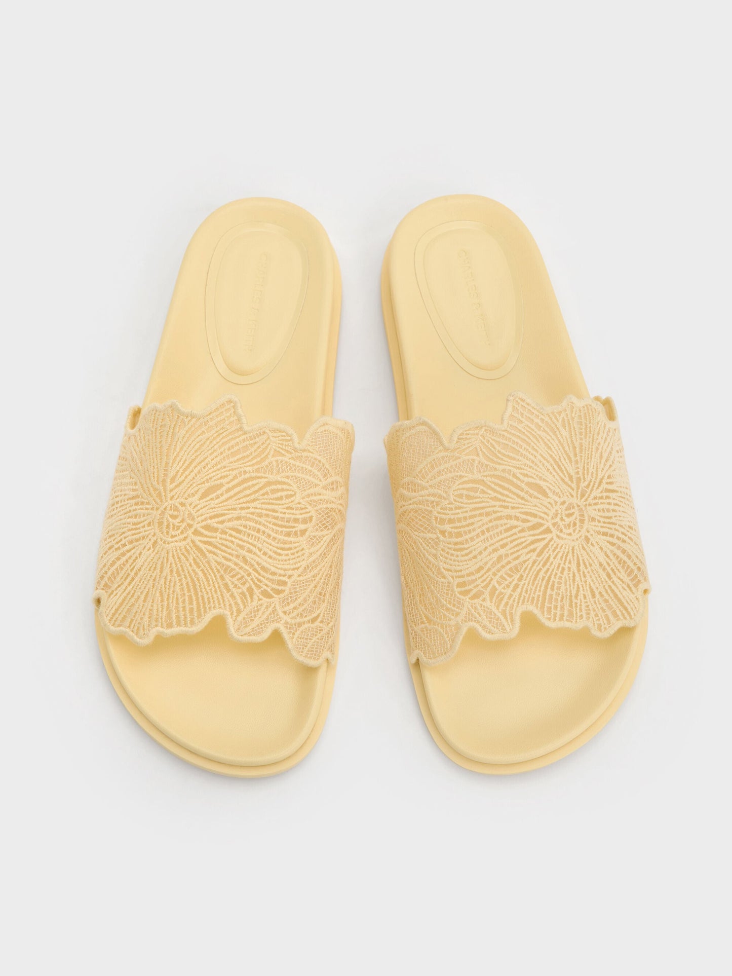 Meja Floral Slide Sandals - Yellow | CHARLES & KEITH