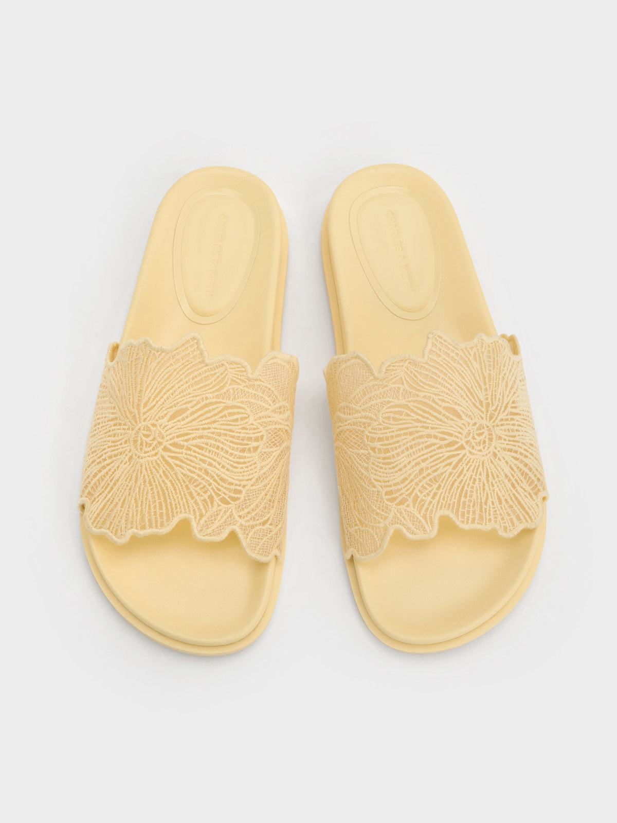 Meja Floral Slide Sandals - Yellow | CHARLES & KEITH