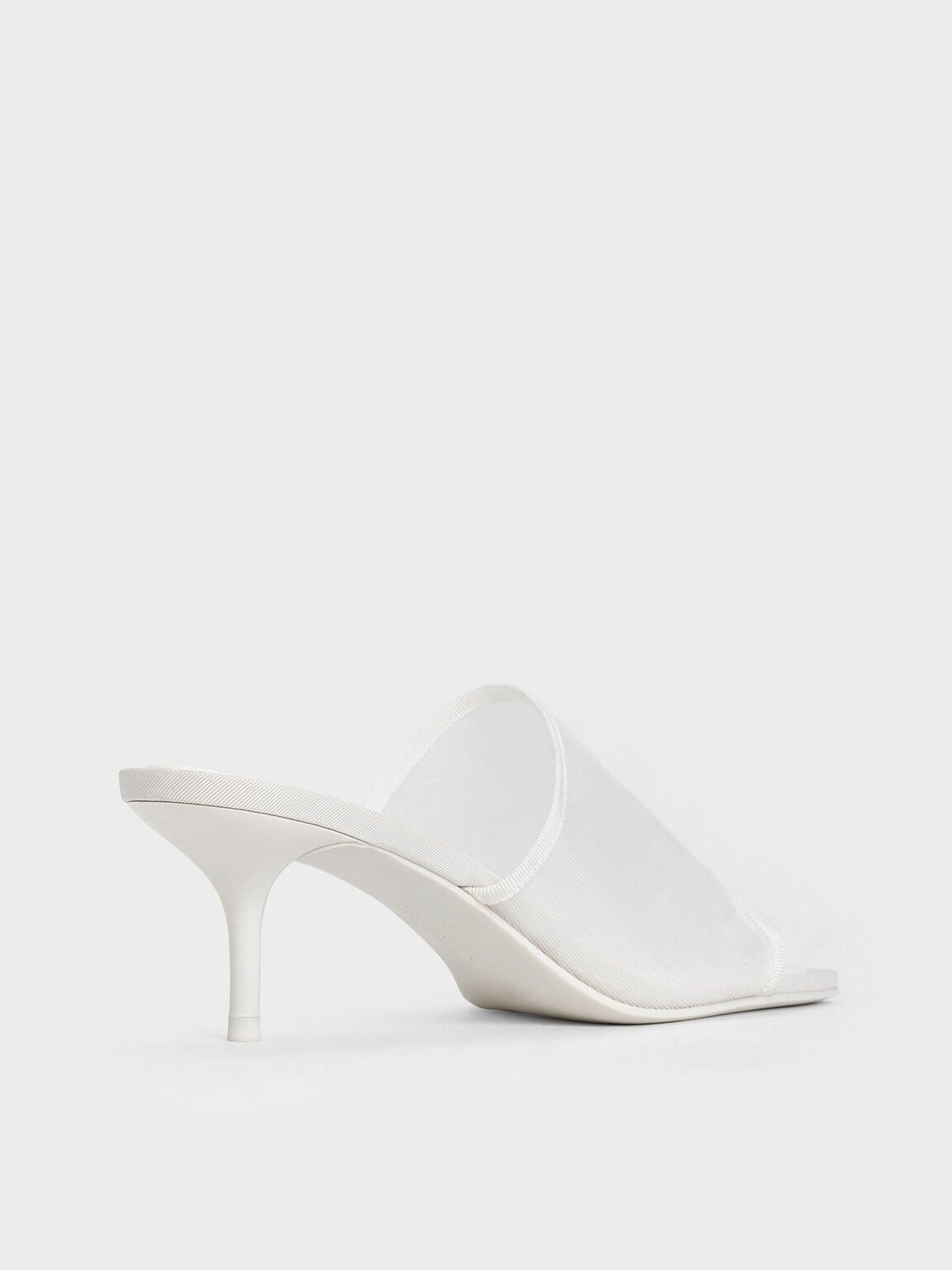 Loren Mesh Kitten-Heel Mules - White | CHARLES & KEITH
