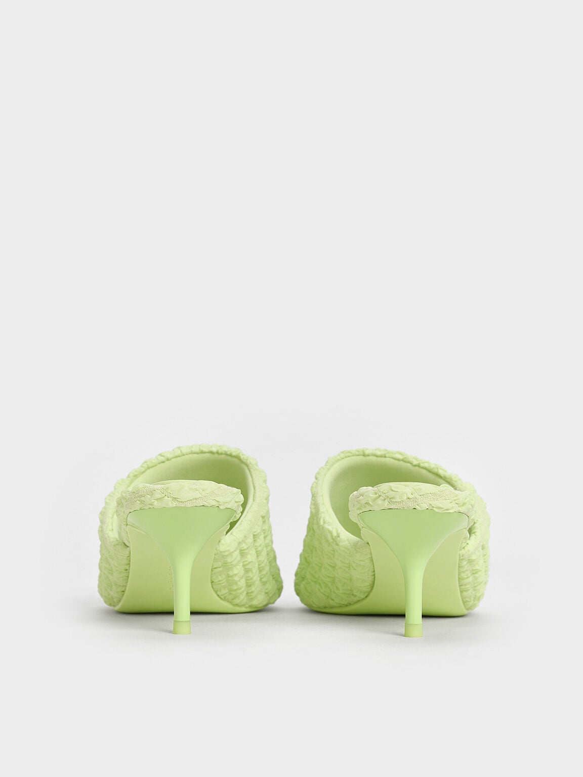 Loren Textured Kitten-Heel Mules - Light Green | CHARLES & KEITH