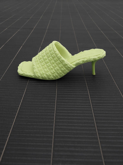 Loren Textured Kitten-Heel Mules - Light Green | CHARLES & KEITH