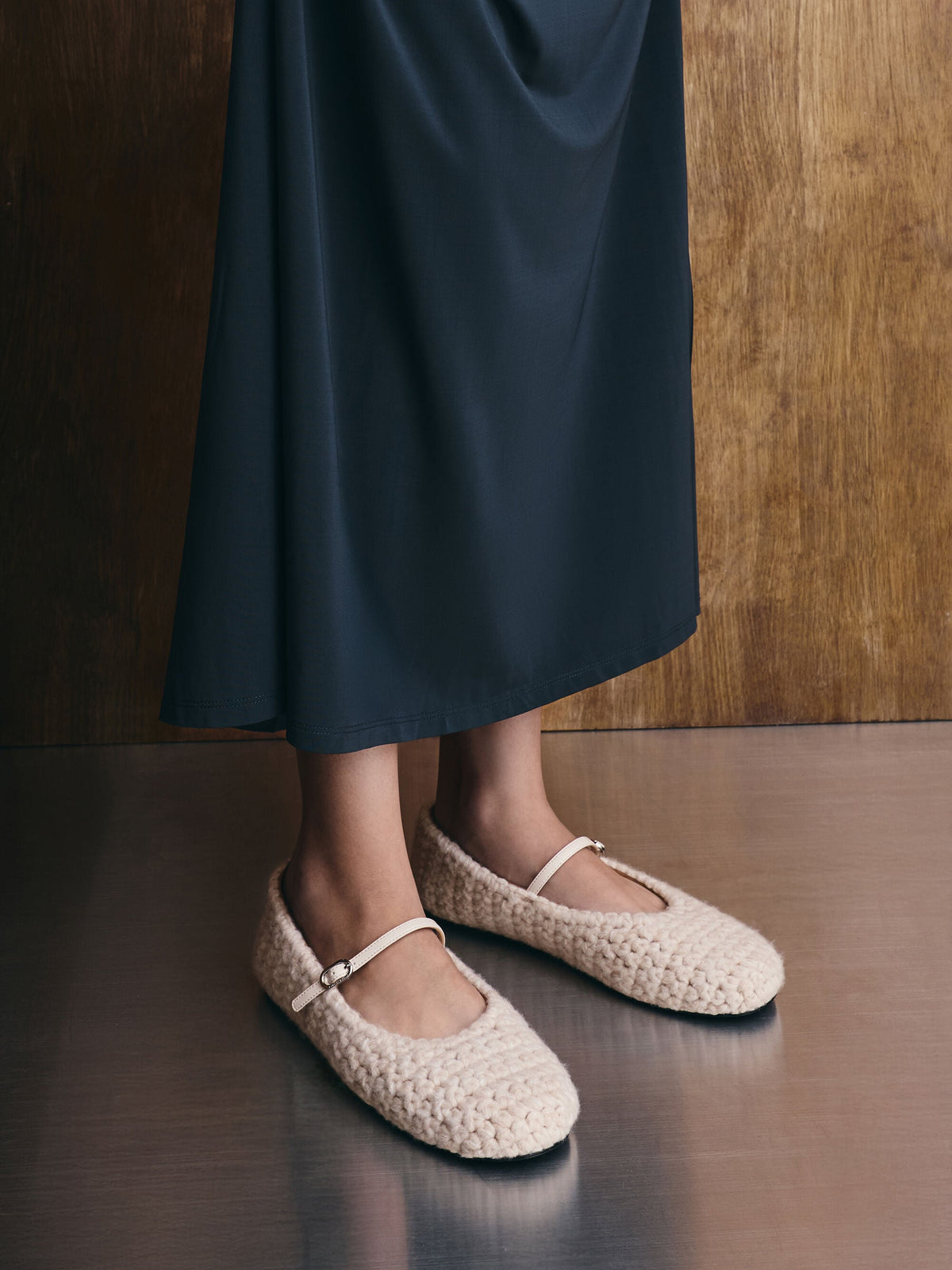 Crochet Mary Jane Flats - Chalk | CHARLES & KEITH